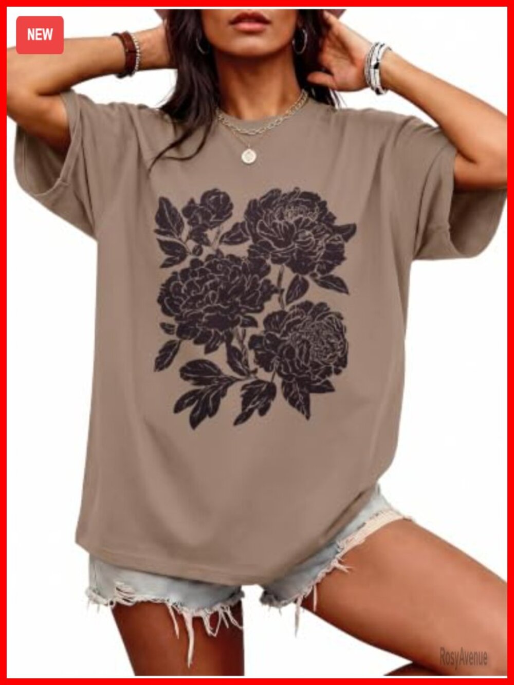 Oversized Graphic Tee Crew Neck Drop Shoulder Short Sleeve Casual Summer Top